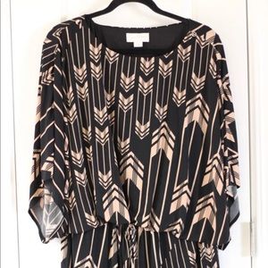 Tan and black print dress